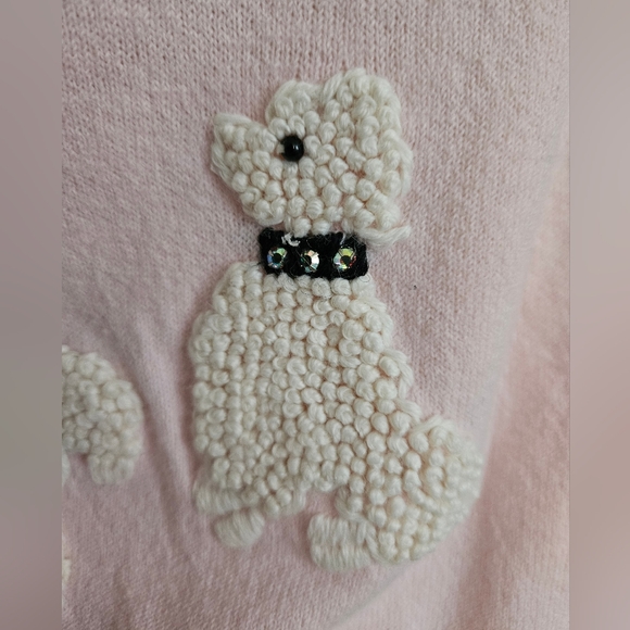 Rare Lucky Brand Light Pink Sweater with Poodle Embroidery - Picture 7 of 9